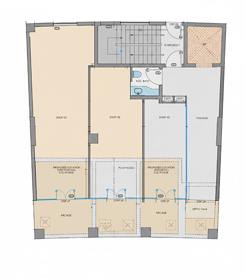GROUND FLOOR SHOP FLOOR PLAN - SALAAR HEIGHTS BY MS VISION PARK VIEW CITY ISLAMABAD
