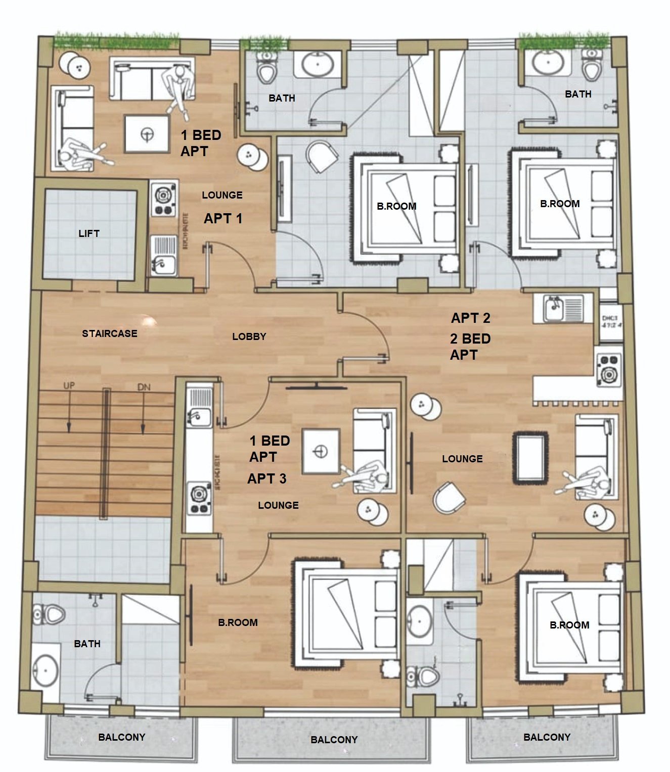 Minha Heights floor plans – Second, Third, Fourth, Fifth & Sixth floors Islamabad